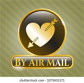   Shiny badge with heart with arrow icon and By Air Mail text inside