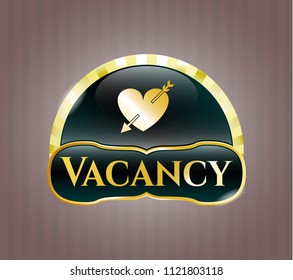  Shiny badge with heart with arrow icon and Vacancy text inside