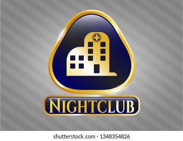  Shiny badge with hospital icon and Nightclub text inside