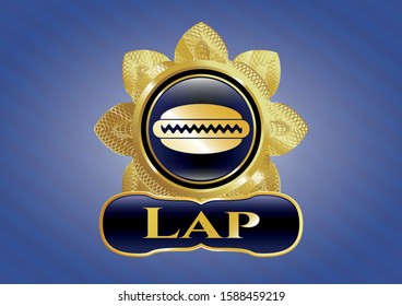  Shiny badge with hot dog icon and Lap text inside