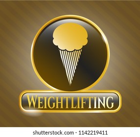  Shiny badge with ice cream icon and Weightlifting text inside