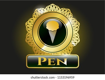  Shiny badge with ice cream icon and Pen text inside
