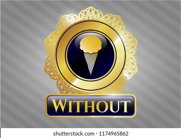  Shiny badge with ice cream icon and Without text inside