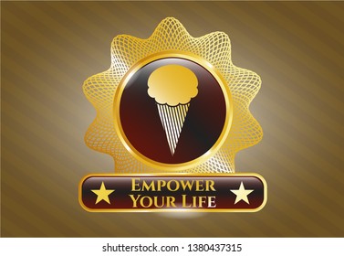  Shiny badge with ice cream icon and Empower Your Life text inside