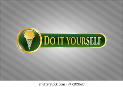  Shiny badge with ice cream icon and Do it yourself text inside