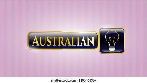 Shiny badge with idea icon and Australian text inside