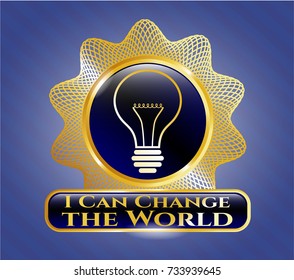  Shiny badge with idea icon and I Can Change the World text inside