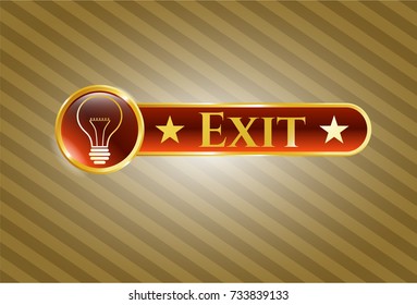  Shiny badge with idea icon and Exit text inside