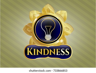  Shiny badge with idea icon and Kindness text inside