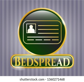  Shiny badge with identification card icon and Bedspread text inside