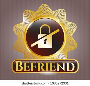  Shiny badge with inaccessible icon and Befriend text inside