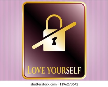  Shiny badge with inaccessible icon and Love Yourself text inside