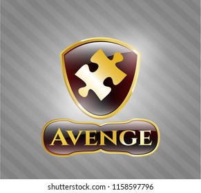  Shiny badge with jigsaw puzzle piece icon and Avenge text inside