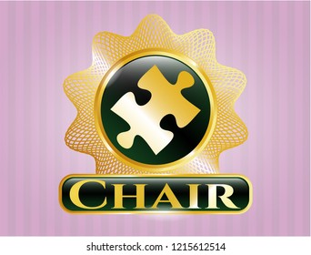  Shiny badge with jigsaw puzzle piece icon and Chair text inside