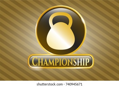  Shiny badge with kettlebell icon and Championship text inside