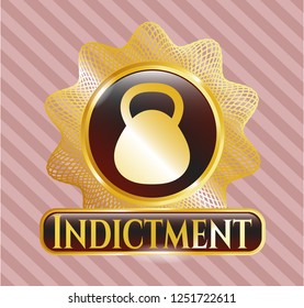  Shiny badge with kettlebell icon and Indictment text inside