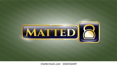  Shiny badge with kettlebell icon and Matted text inside