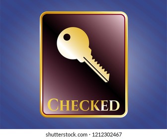  Shiny badge with key icon and Checked text inside