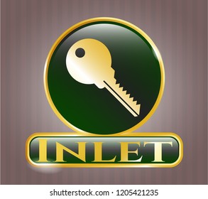  Shiny badge with key icon and Inlet text inside
