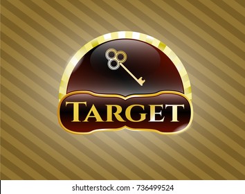  Shiny badge with key icon and Target text inside