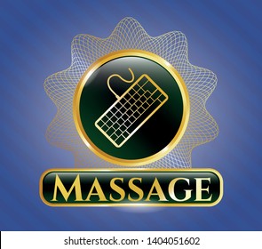  Shiny badge with keyboard icon and Massage text inside