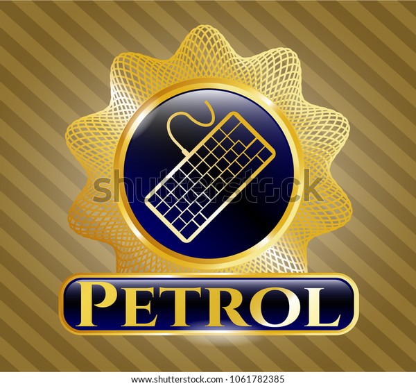  
 Shiny badge with keyboard icon and Petrol text
inside
