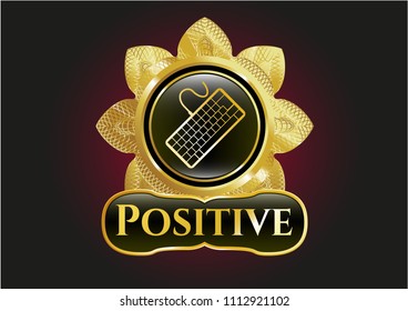   Shiny badge with keyboard icon and Positive text inside