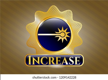  Shiny badge with laser icon and Increase text inside