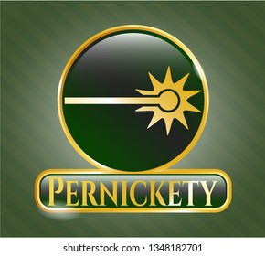  Shiny badge with laser icon and Pernickety text inside