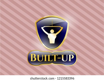  Shiny badge with lat pull down, exercise icon and Built-up text inside