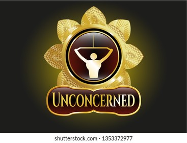  Shiny badge with lat pull down, exercise icon and Unconcerned text inside