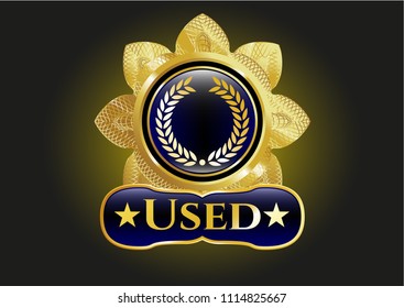  Shiny badge with laurel wreath icon and Used text inside