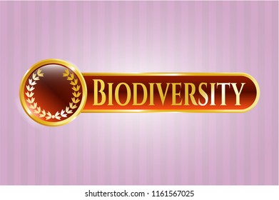  Shiny badge with leaf crown icon and Biodiversity text inside