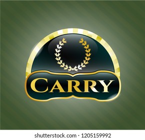  Shiny badge with leaf crown icon and Carry text inside