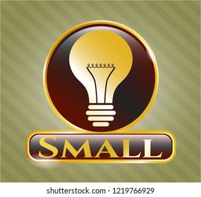  Shiny badge with light bulb icon and Small text inside