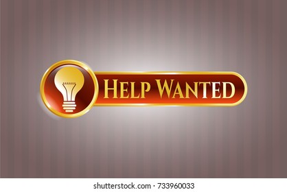  Shiny badge with light bulb icon and Help Wanted text inside