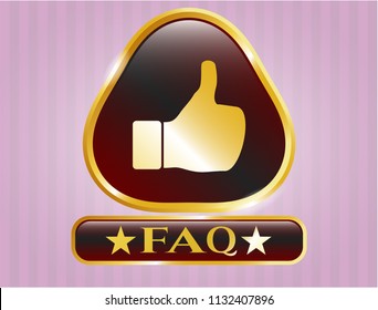  Shiny badge with like icon and FAQ text inside