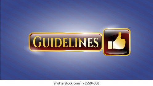  Shiny badge with like icon and Guidelines text inside