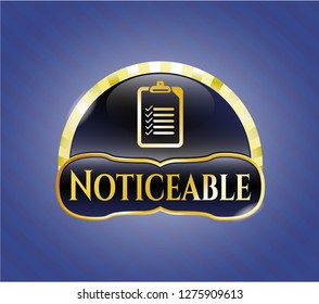  Shiny badge with list icon and Noticeable text inside