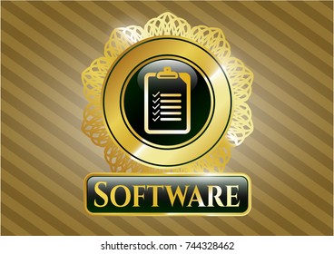 Shiny badge with list icon and Software text inside Shiny badge with list icon and Software text inside