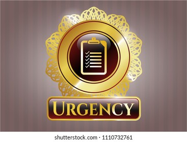  Shiny badge with list icon and Urgency text inside