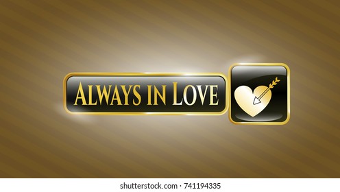  Shiny badge with love icon and Always in Love text inside