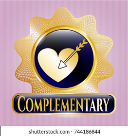  Shiny badge with love icon and Complementary text inside