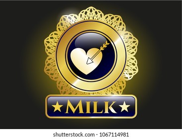  Shiny badge with love icon and Milk text inside
