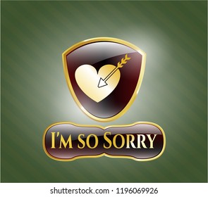  Shiny badge with love icon and I'm so Sorry text inside
