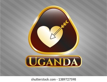  Shiny badge with love icon and Uganda text inside