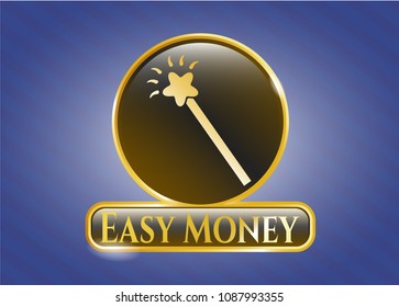  Shiny badge with magic stick icon and Easy Money text inside