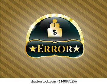  Shiny badge with man working on computer icon and Error text inside