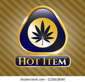  Shiny badge with marijuana leaf icon and Hot Item text inside