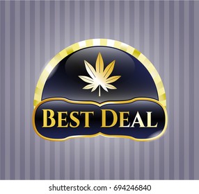  Shiny badge with Marijuana leaf (weed) icon and Best Deal text inside